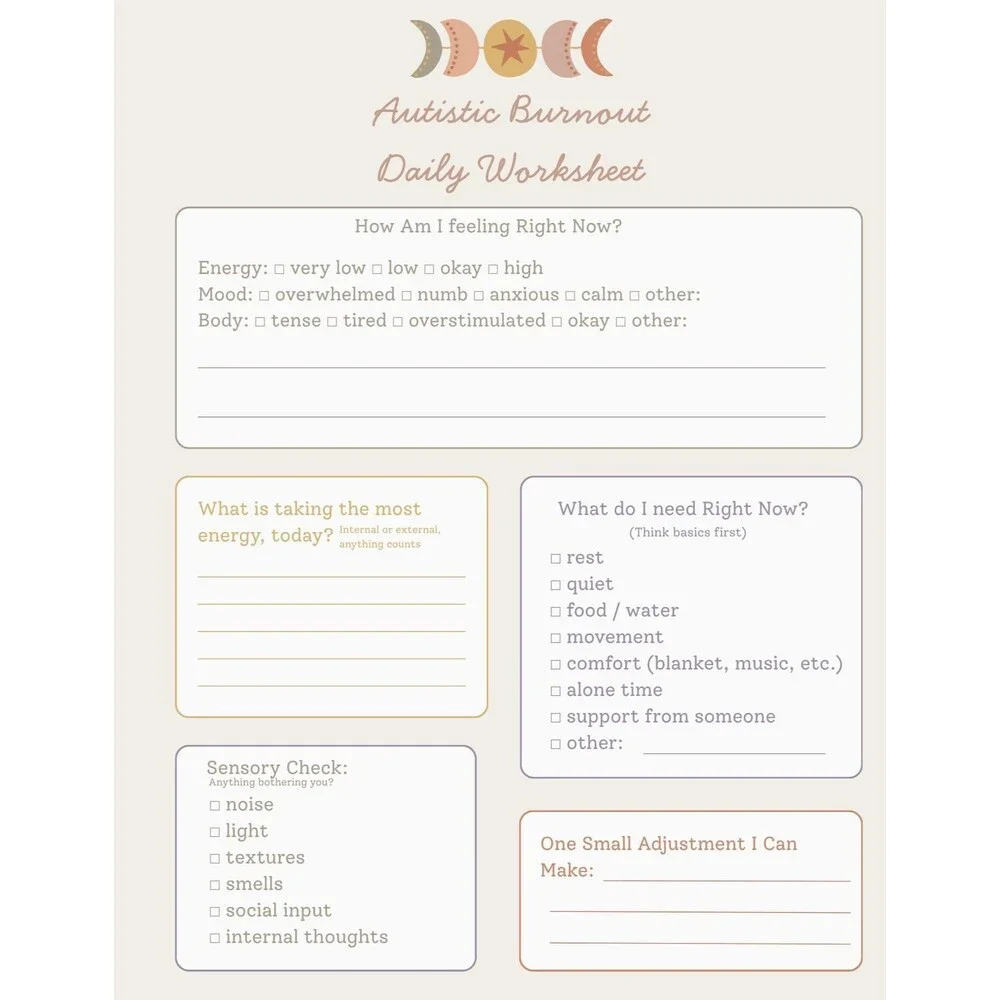 Daily Autistic Burnout Worksheet